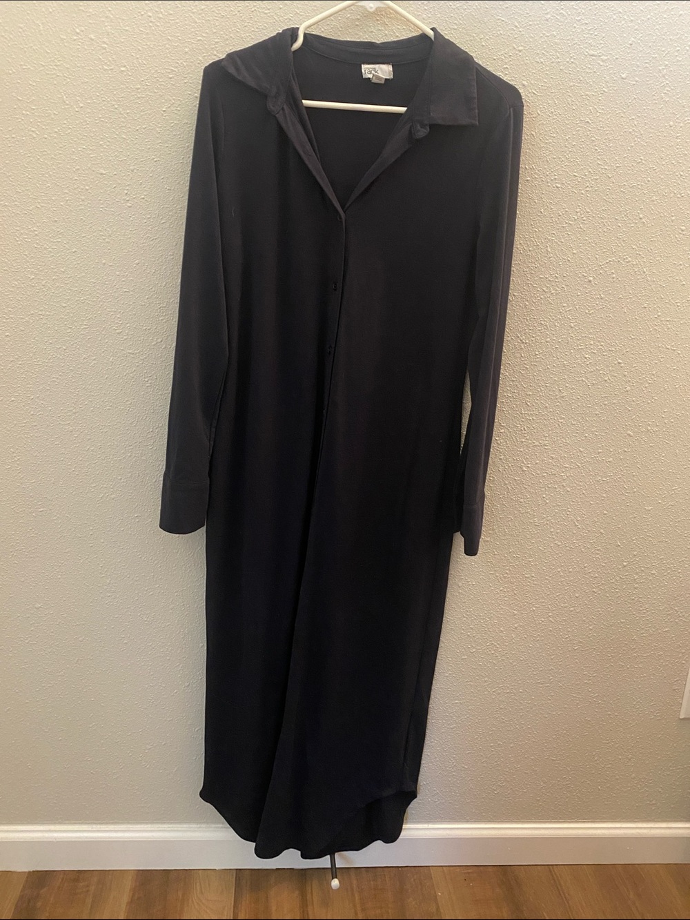Nordstrom Black Long Sleeve Button-Front Maxi Shirt Dress